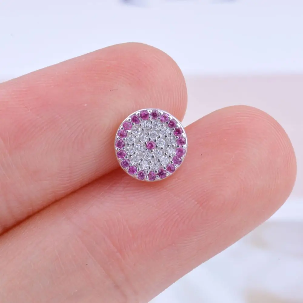 Pekurr циркониевые красные круглые серьги гвоздики из стерлингового серебра 925