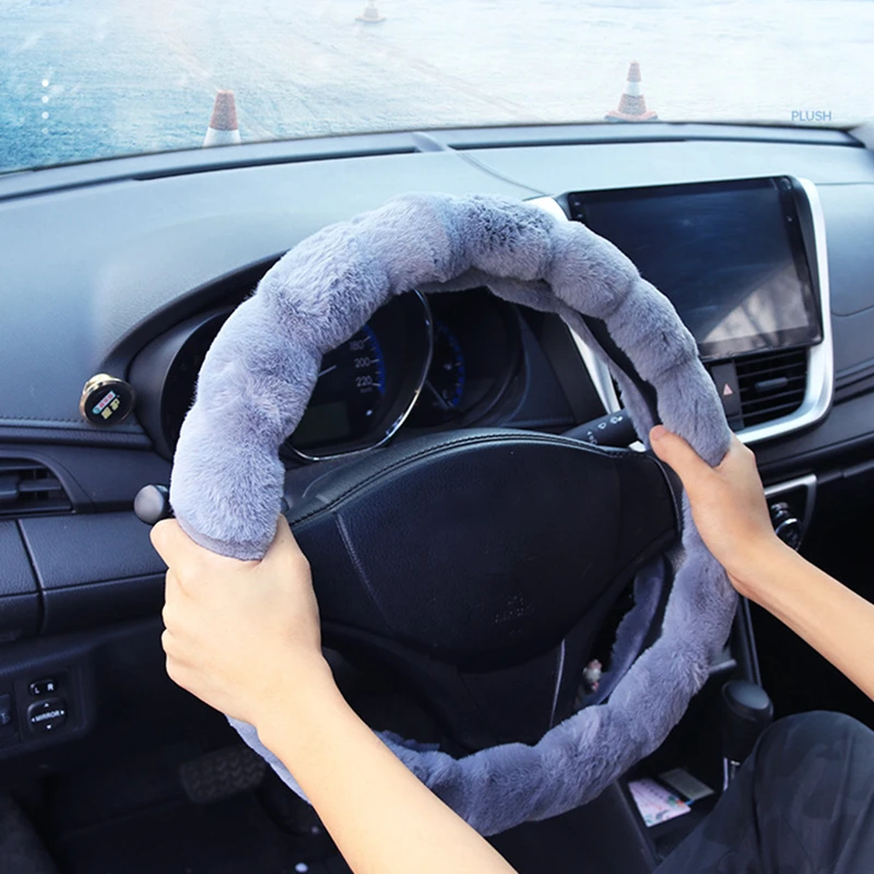 38 см Модный чехол для рулевого колеса автомобиля зимний плюшевый мягкий теплый