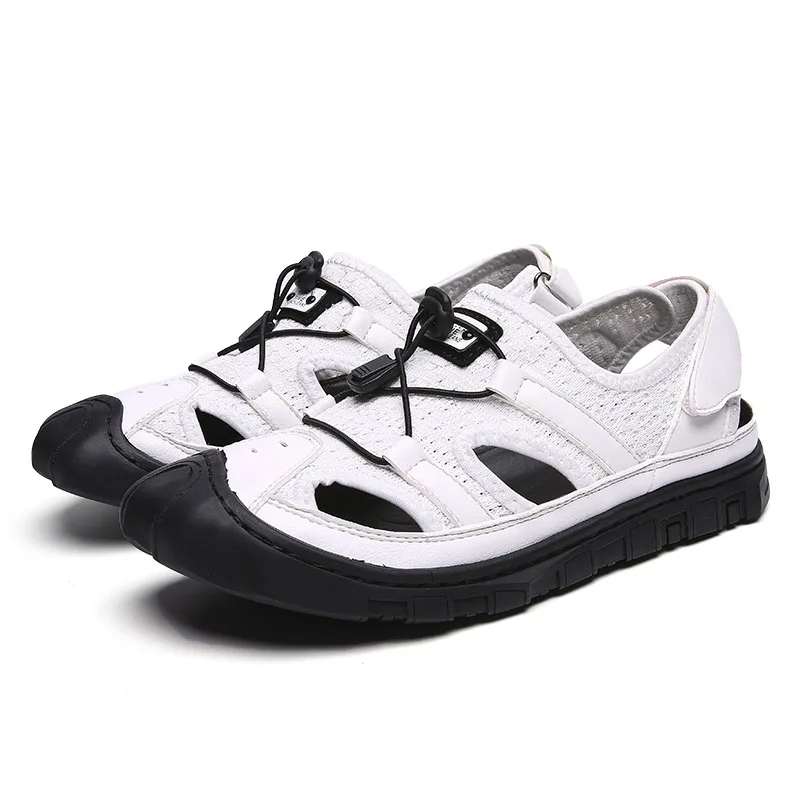 Новинка летние сандалии пляжные мужские шлепанцы из натуральной кожи удобные