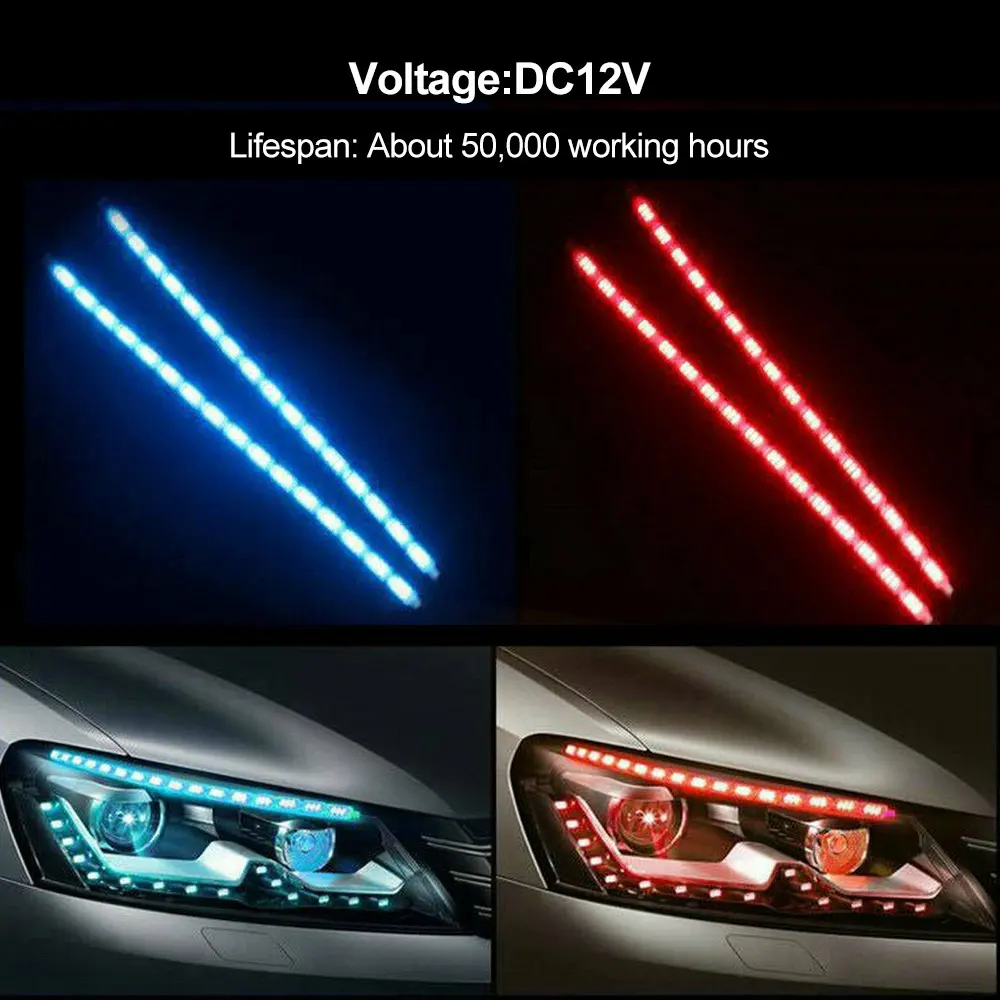 Гибкая светодиодная лента RGB для автомобильных фар 2 шт.