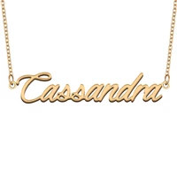 cassandra name necklace for women stainless steel jewelry 18k gold plated nameplate pendant femme mother girlfriend gift