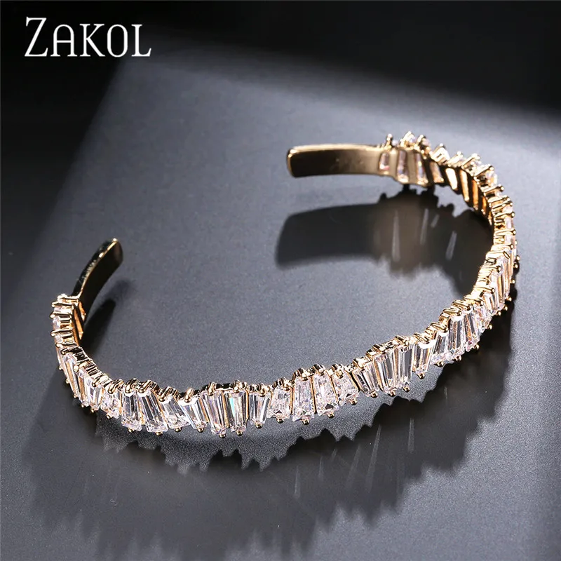 ZAKOL роскошный квадратный кубический цирконий регулируемый браслет кольцо Набор