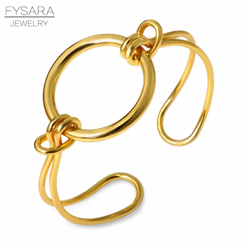 Большой наручный браслет FYSARA для женщин и мужчин золотистый с узлом - купить по