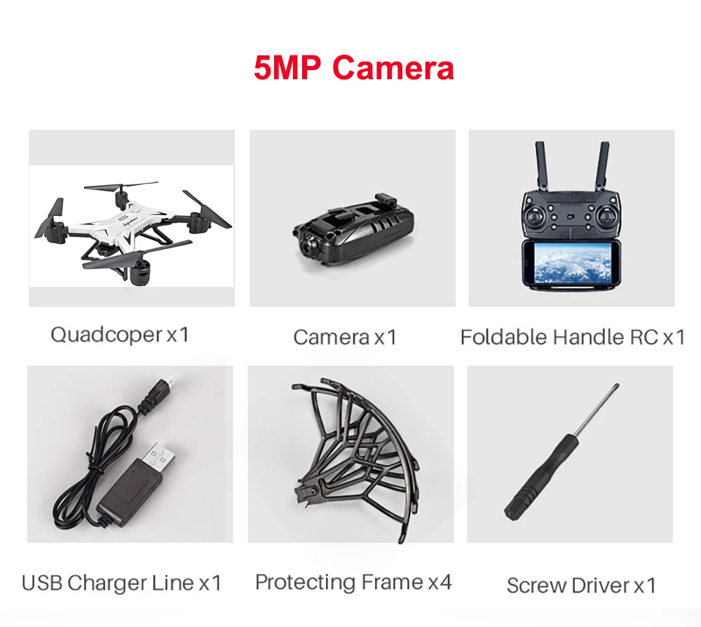 white 5MP camera Радиоуправляемый вертолет Дрон 4K с камерой HD 1080P wifi FPV RC Дрон Профессиональный складной Квадрокоптер 20 минут работы от батареи - Цвет: white 5MP camera