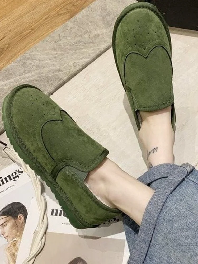 

Flats Loafers Snow Shoes Anti Skid Women's Shoes 2021 Snow Women Boots Winter Flats Slip On Casual Cotton Shoes Warm Cozy Female
