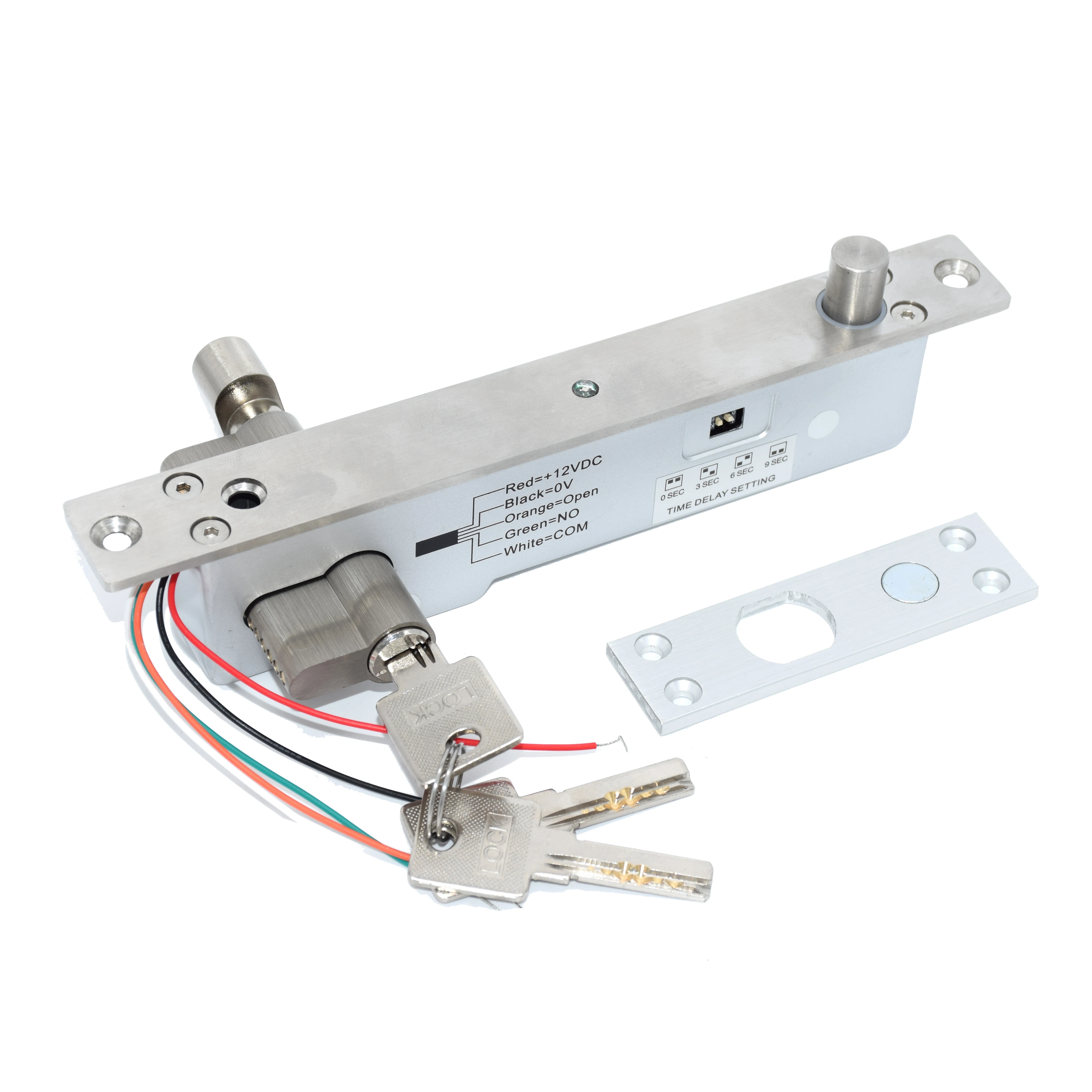 

DC12V Fail Secure Electric Bolt lock With Mort Lock Cylinder power to unlock emergency key