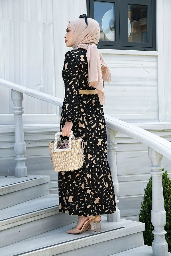 

Waist Belted Flounces Dress Orange