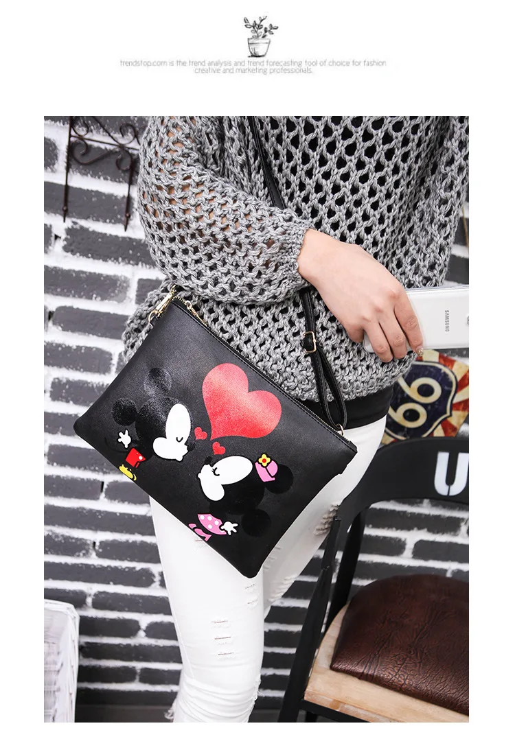 Диснеевский Микки Сумка для подгузников Минни мультяшная сумка почтальонка из PU