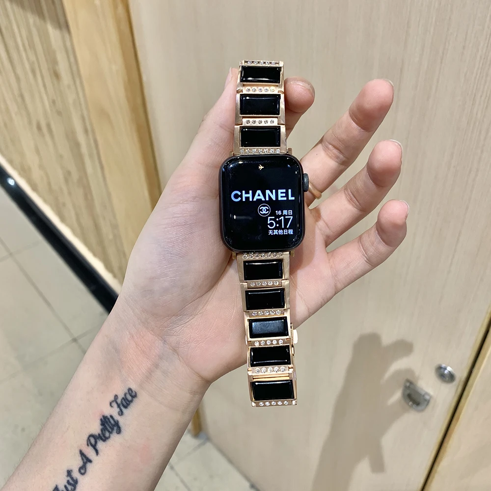 

Resin for Apple Watch 6 5 4 Band 44mm 38mm Correa Transparent Steel for Iwatch 6 Series 5 4 3/2 Watchband 42mm 40mm Watch Strap