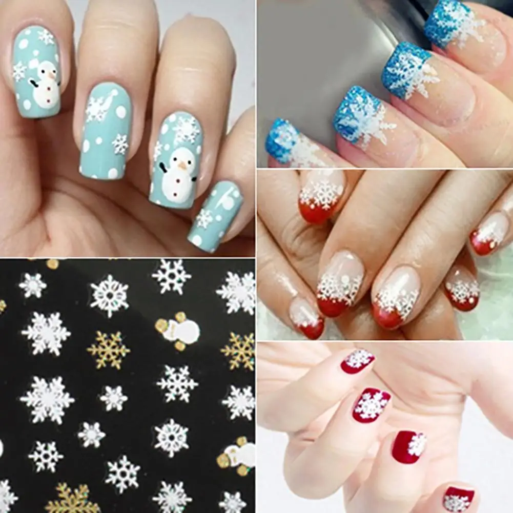 80% Hot Sale Nail Sticker 3D Snowflake Star Laser Glitter Pattern for Christmas Nail Art Transfer Foils Snowman Decal Girl Finge
