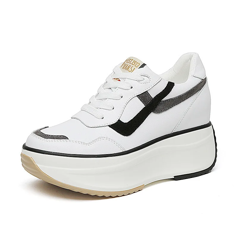 

5fujin Genuine Leather Ins Fashion Dad Shoes Chunky Platform Sneakers Running Sport Casual Shoes White Walking Shoes Vulcanized