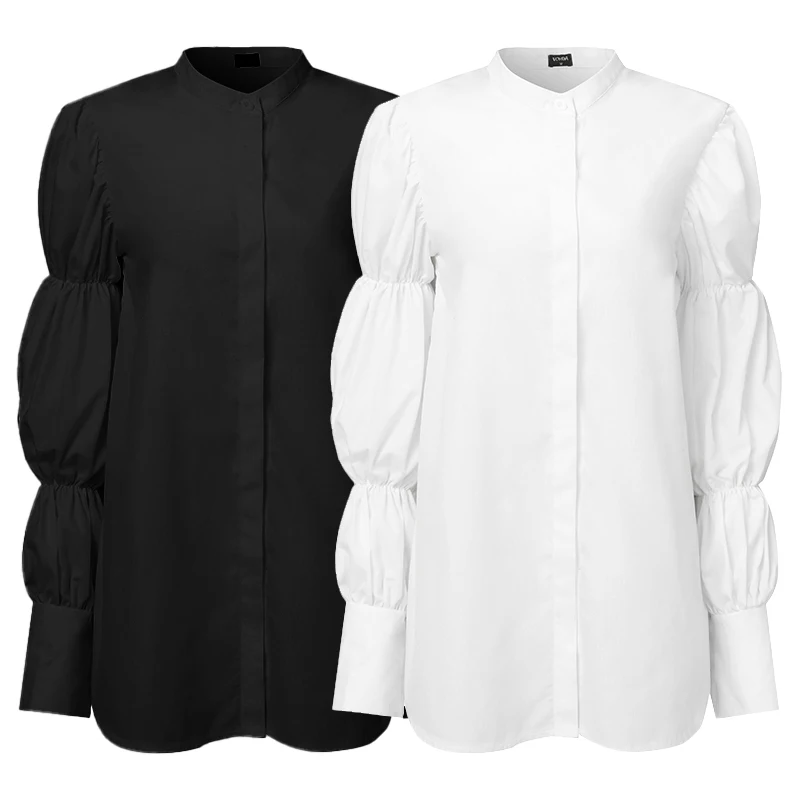 VONDA женская блузка размера плюс Ретро стиль длинный рукав-фонарик воротник с