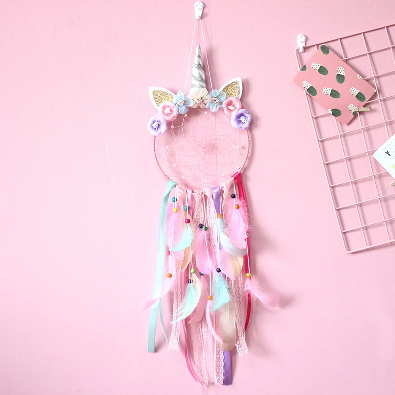 

2021 New Unicorn Dream Catcher Handmade Dream Catch Wind Chimes Home Hanging Craft Gift Ornament Car Hanging Bedroom Decoration