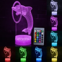 gift dolphin pattern 3d led night light fashion 7 16 color change led table desk lamp kid christmas home decora remote touch d30