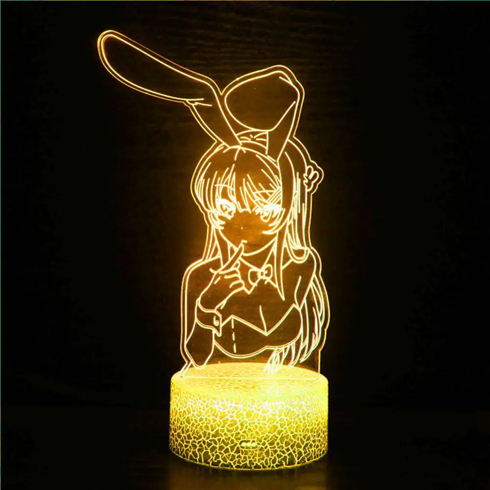 

Аниме Sakurajima Mai косплей 3D светильник Детская Спальня украшение Хэллоуин гангстеры не мечта кролик девочка светильник ка s