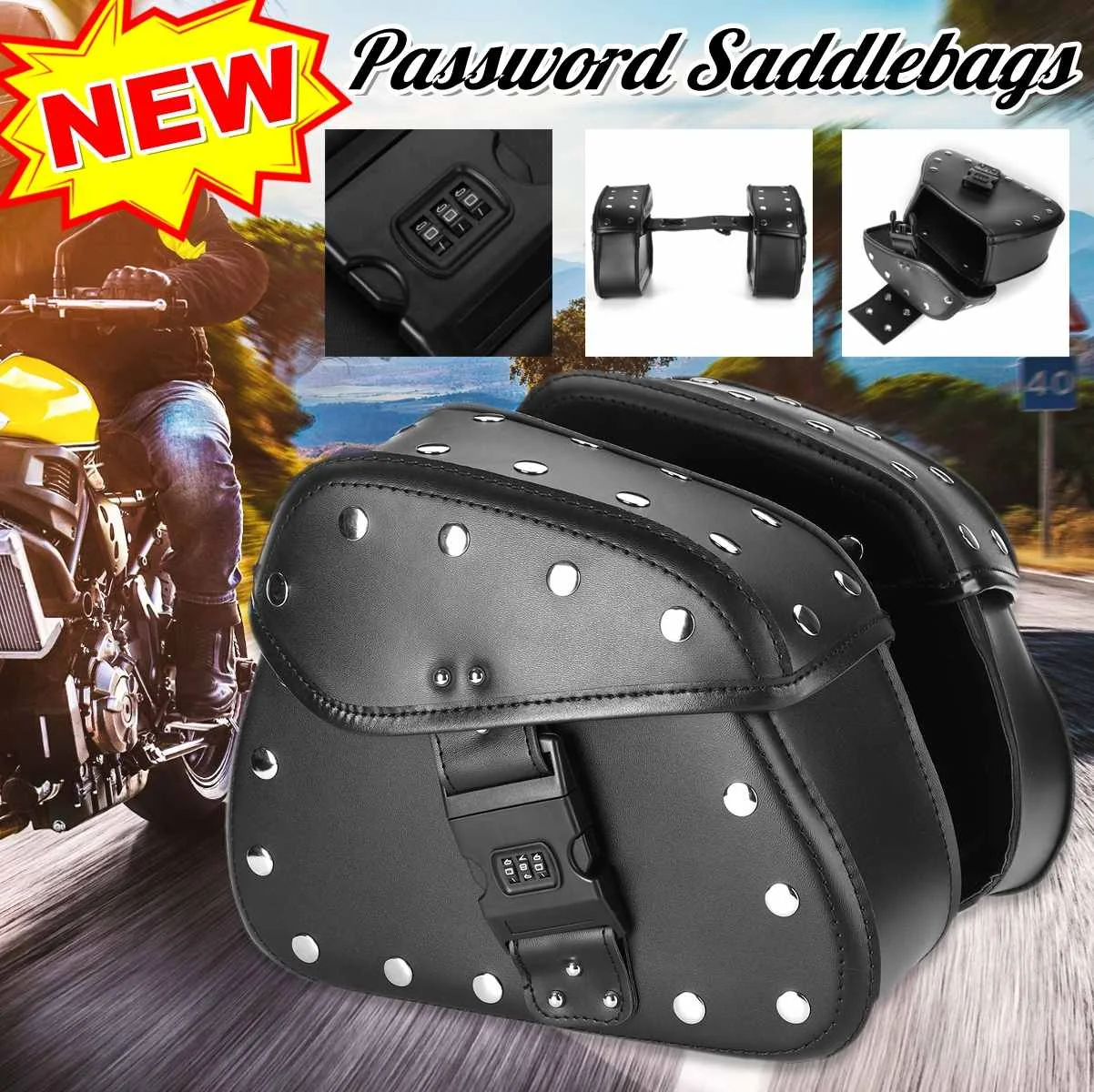 

Из искусственной кожи для мотоциклов, универсальные чемоданы с кодовым замком, 33x28x11 см