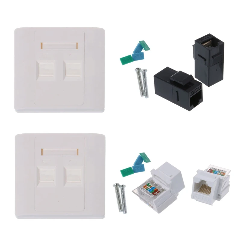 

2 Ports RJ45 Network Wall Plate With Female to Female Connector