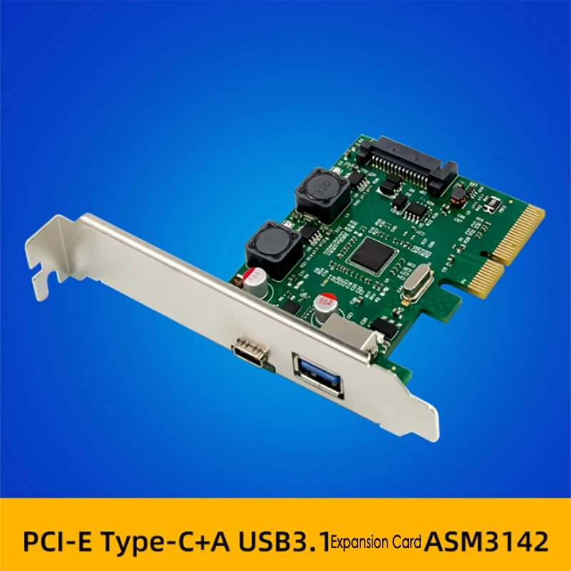 

ASM3142 PCI-E X4 Type C+A Super Speed Dual Port USB3.1 Expansion Card for Notebook PC