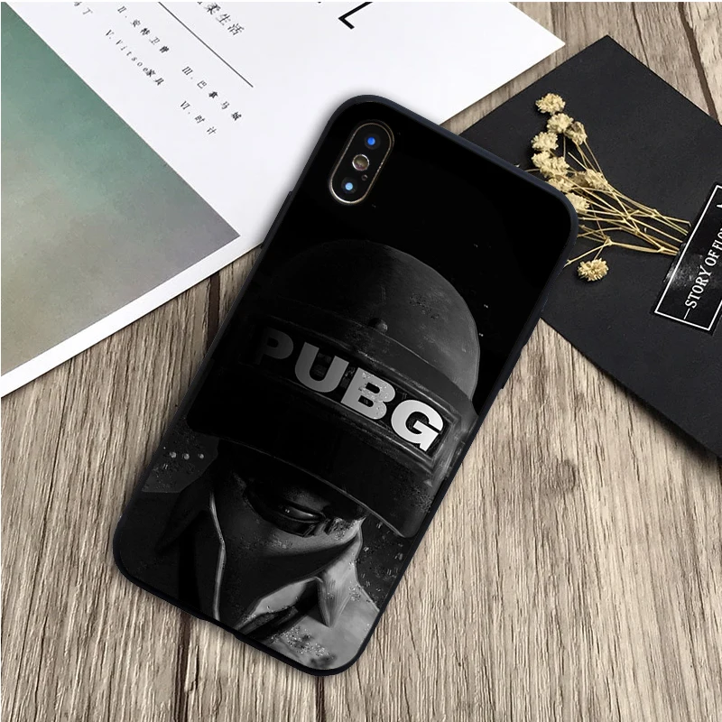 PUBG игры Черный силиконовый чехол для мобильного телефона iPhone 12 XR XS Макс 5 5S SE 2020 6 6S