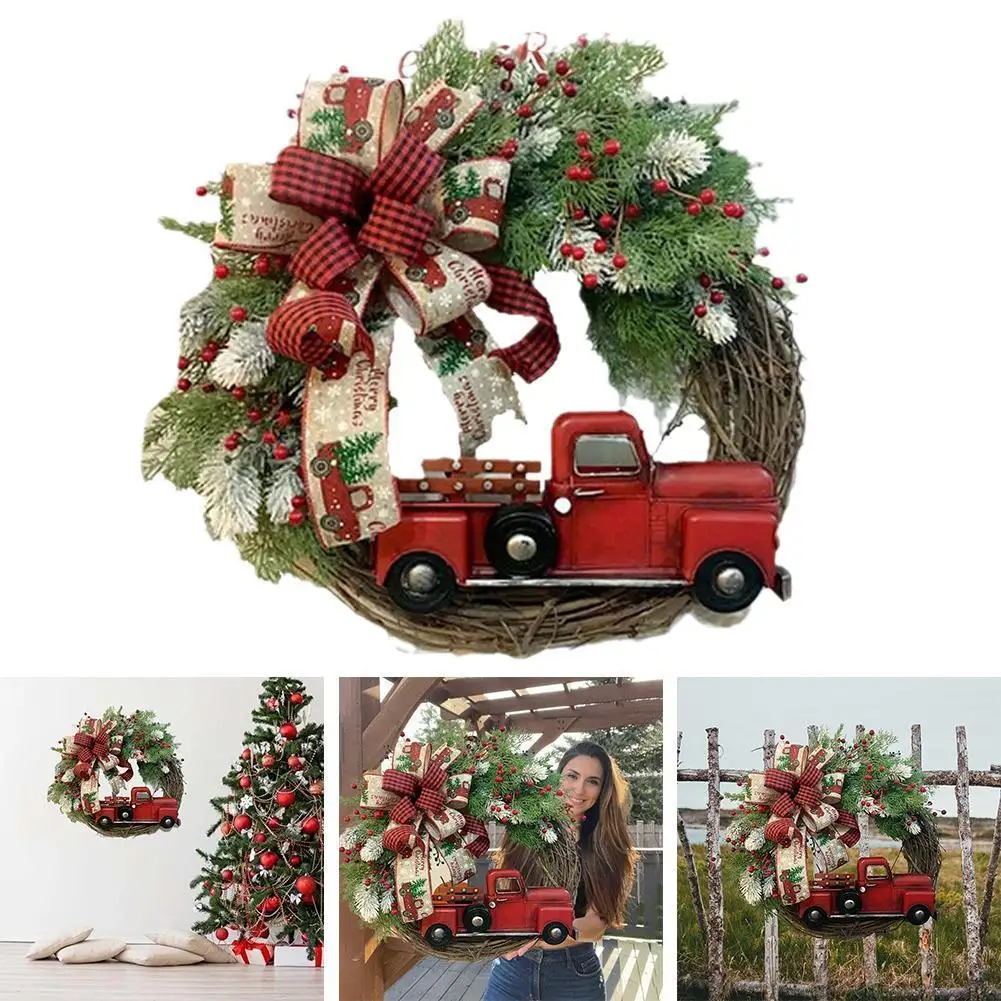 

Christmas Door Wreath Holiday Wreath Home Window Wall Decoration Flower Ring Celebration Party Decoration Wreath