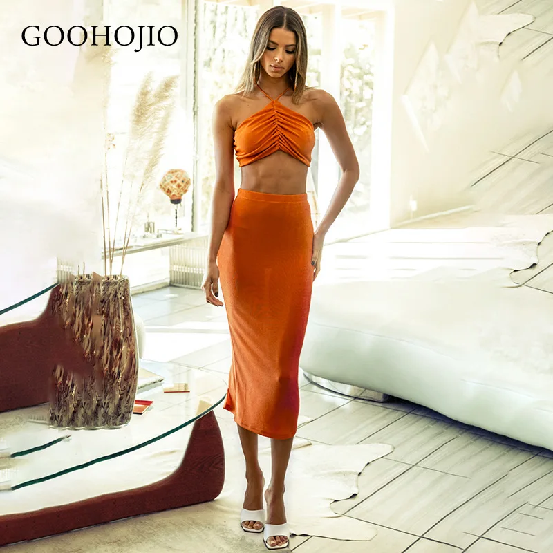 

GOOHOJIO 2021 Spring Autumn New Sexy Dresses Women Temperament Dresses Suit for Ladies Solid Color High Waist Women Dress Suit