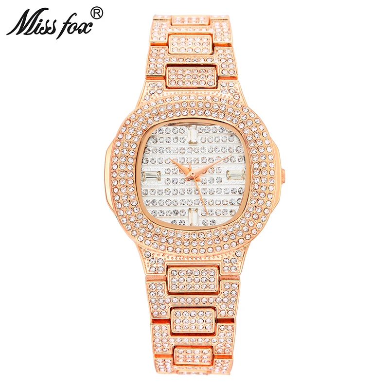 

Деловые кварцевые часы известного бренда MISSFOX, часы с бриллиантами, часы из нержавеющей стали, женские золотые часы, женские дизайнерские ча...
