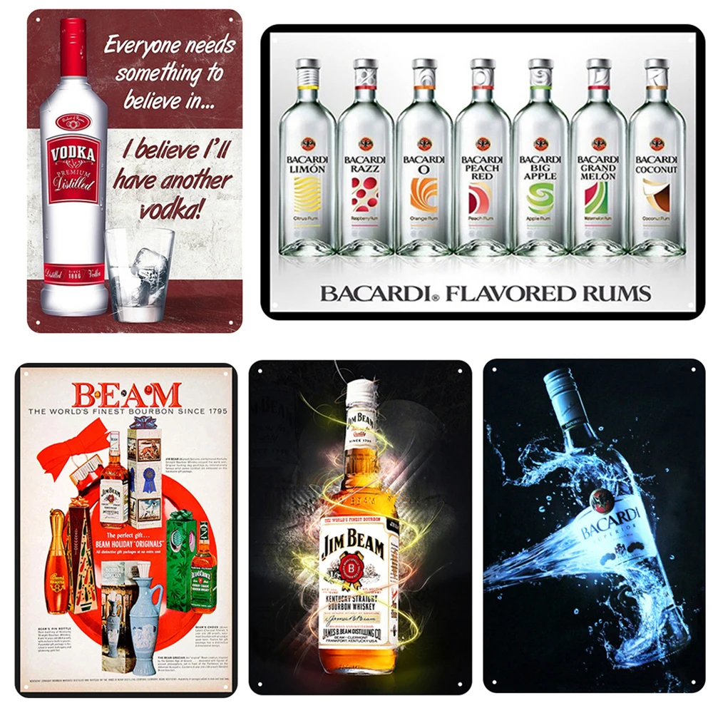 Винтажная металлическая табличка для пива Bacardi Настенный декор бара жестяной