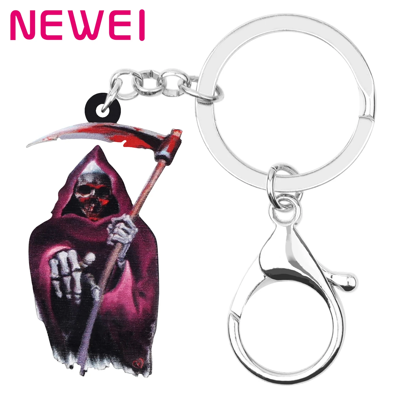 Newei акриловый брелок для хеллоуина Grim Reaper ключей с принтом ювелирные изделия