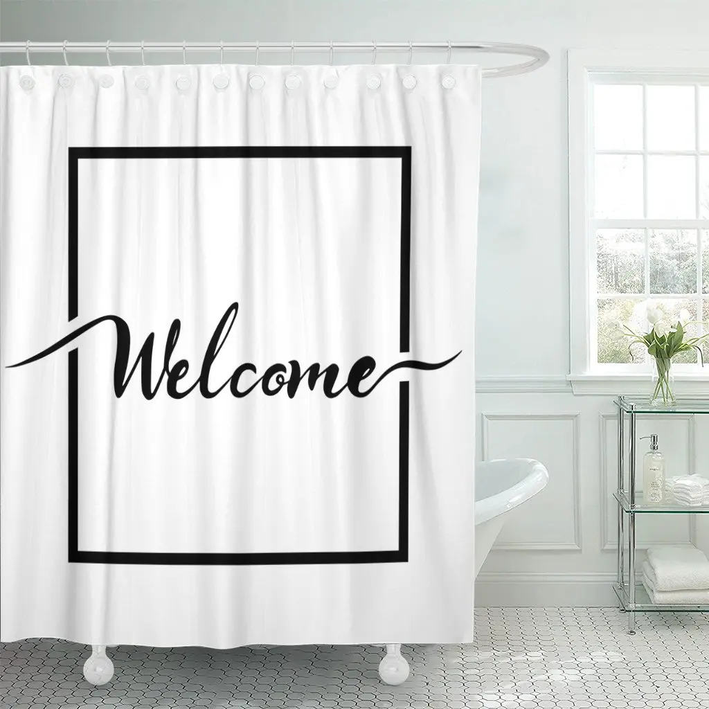 Знак Добро пожаловать Ручная надпись каллиграфии темно Кисть Белый Подпись душ