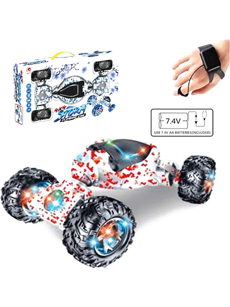 

1:12 2.4GHZ Double-Sided Watch Remote Control Car Gesture Sensing Stunt Car One-Button Deformation Twisting Off-Road Show