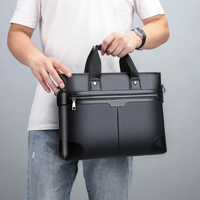 2021 Business Bag Men's Briefcase PU Leather Shoulder Bag Briefcases Male Laptop Handbags Messenger Bags Totes Male