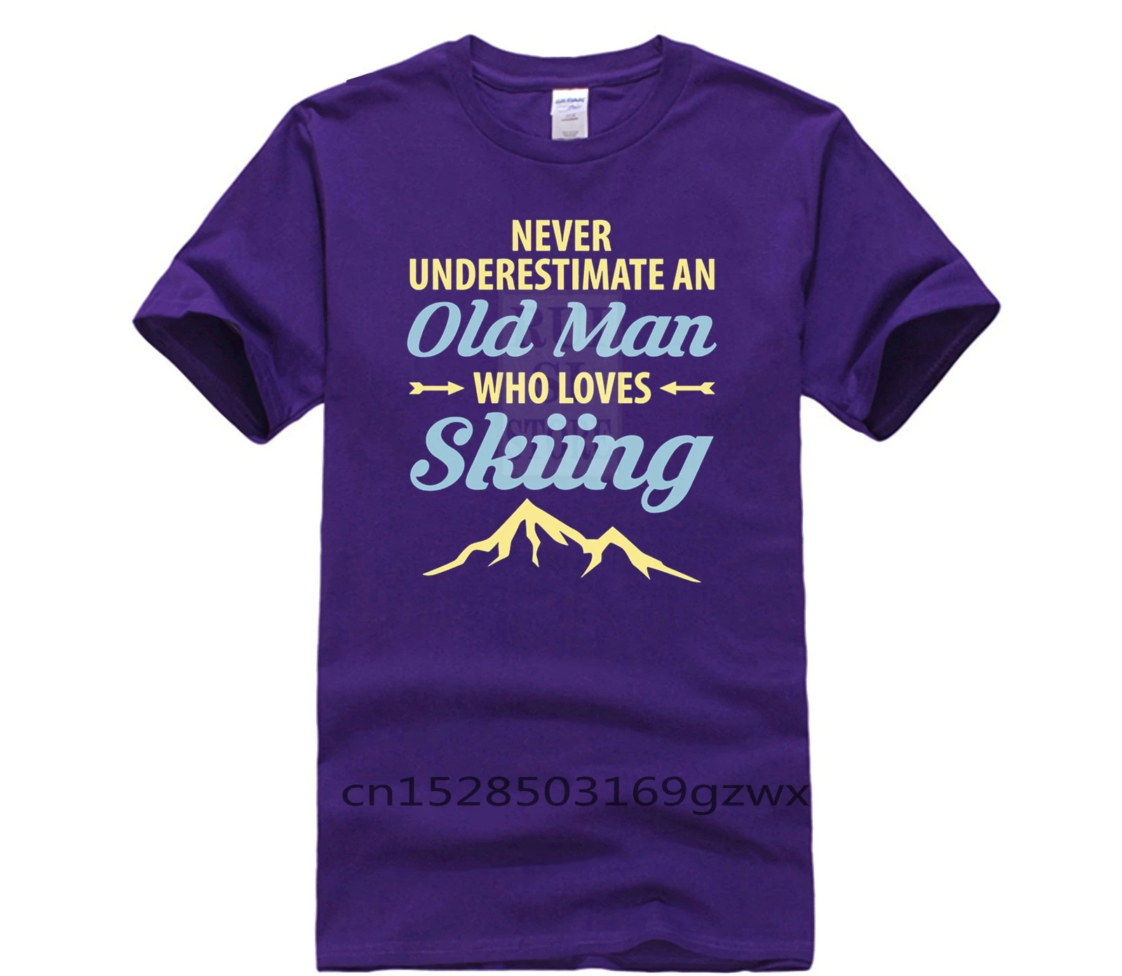 

Men's white short sleeve t shirt Never Underestimate An Old Man Who Loves Skiing Men's Print Casual 100% Cotton T Shirt Popular