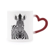 single simple zebra animal morphing mug heat sensitive red heart cup