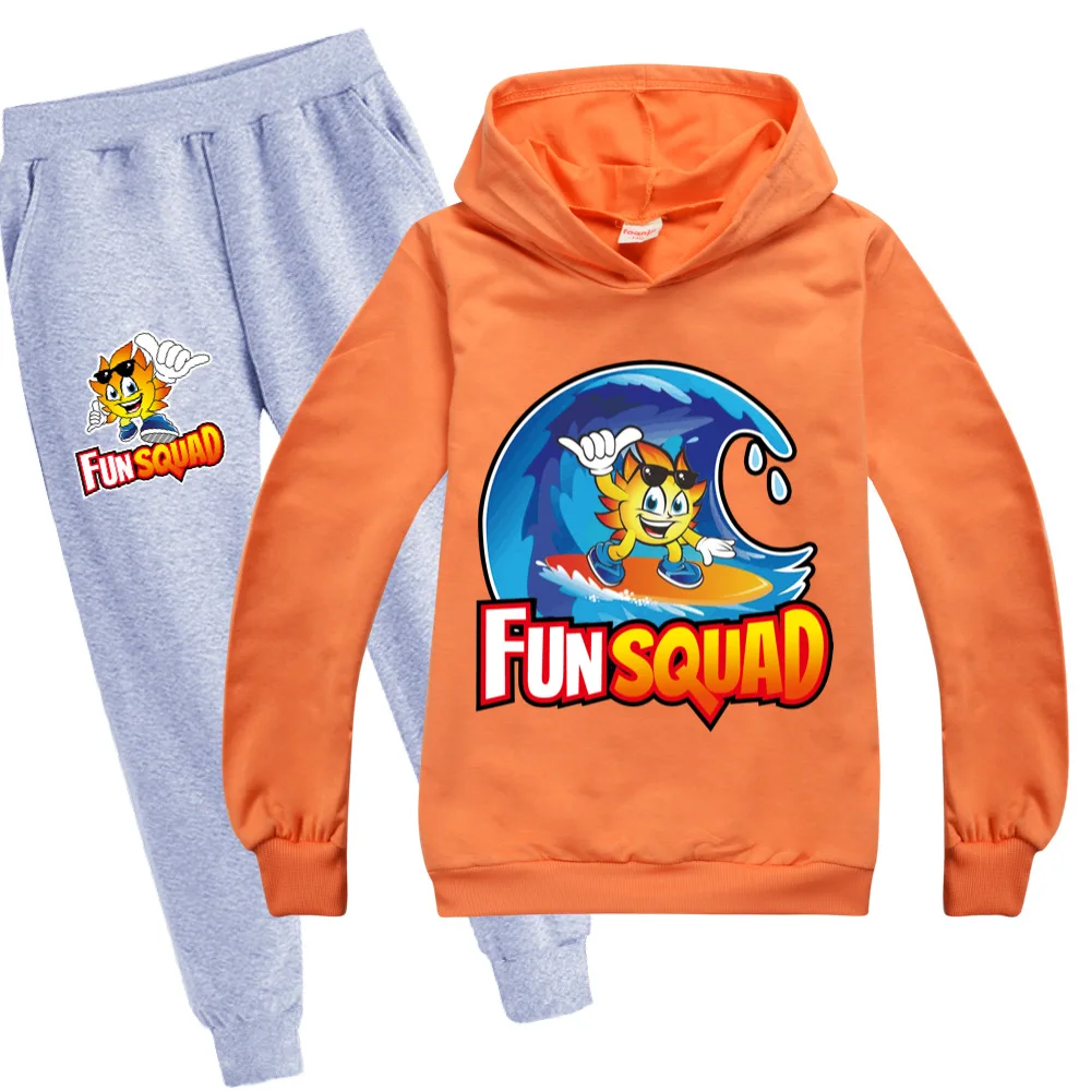Fashion Autumn Fun Squad game Children's Sweater Cartoon Boys Hoodies Teens Boy Long Sleeve Tshirt+pants suit kids Clothes Set