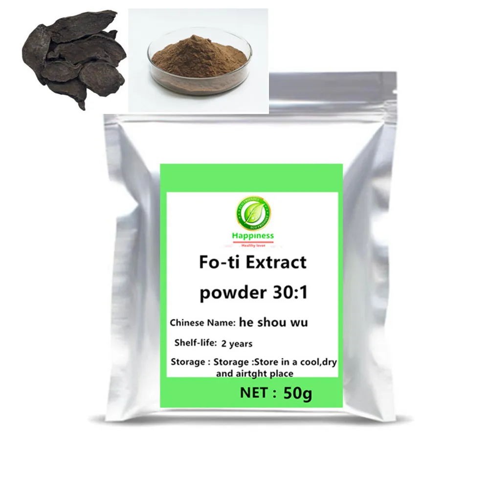 High quality Fo-ti Extract Powder Polygonum multiflorum root He shou wu adjustable women/men sex Promoting hair growth free ship |
