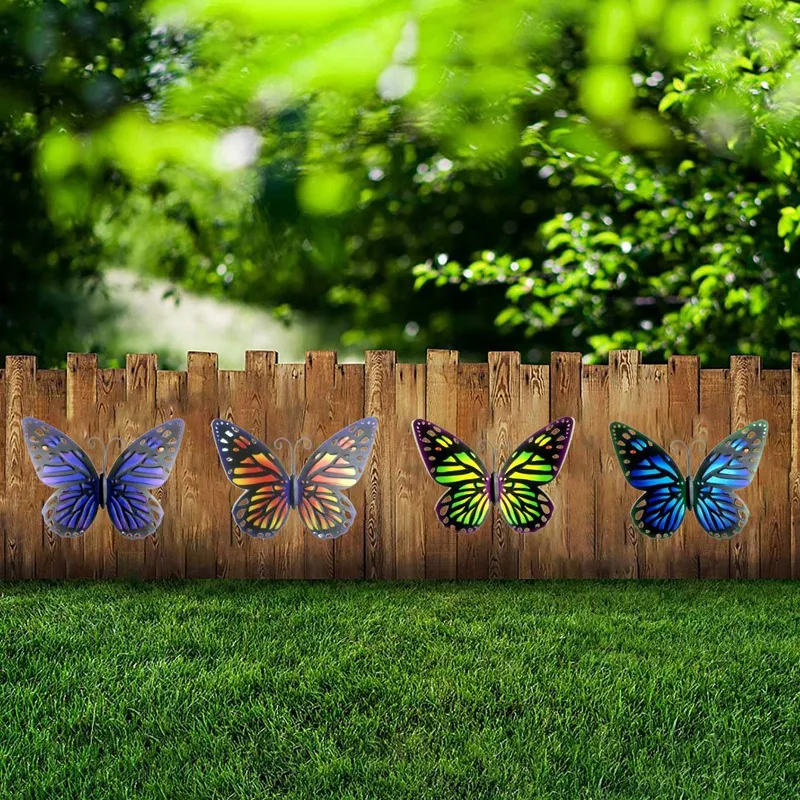 4Pcs Metal Butterfly Home Wall Decor Hanging Sculpture Art Garden Courtyard Fence Decorative | Дом и сад
