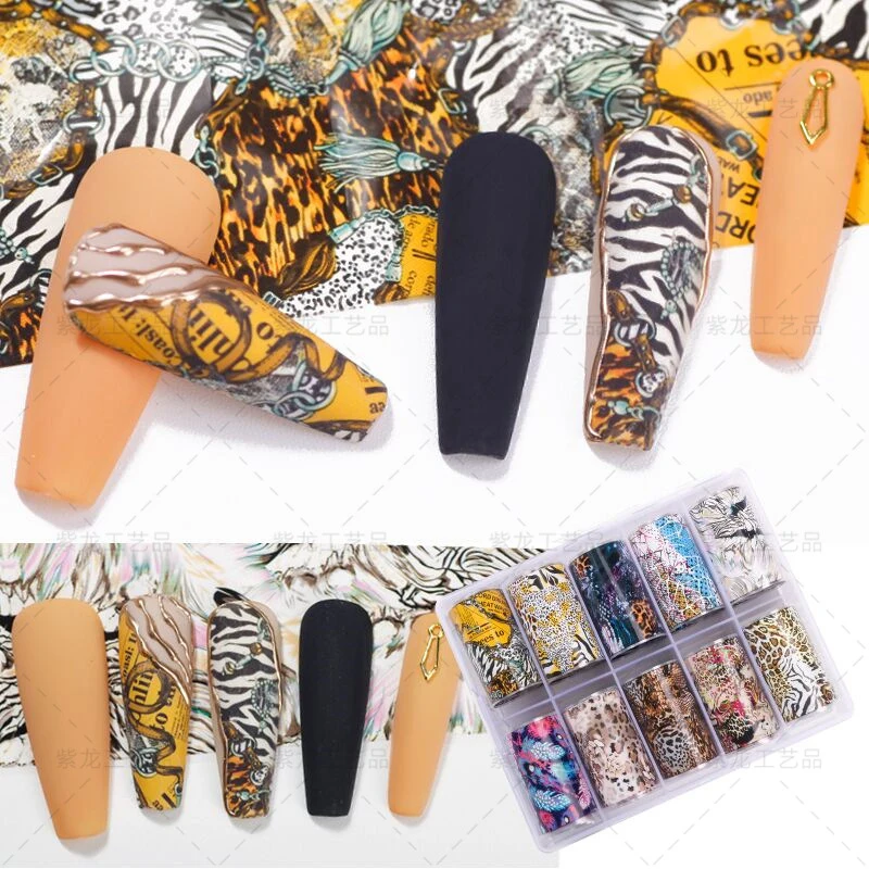 2022s hot season brands transfer foil stickers 97style scaleleopardmarbleflower 10 rolls nail design transfer foil 4100cm free global shipping