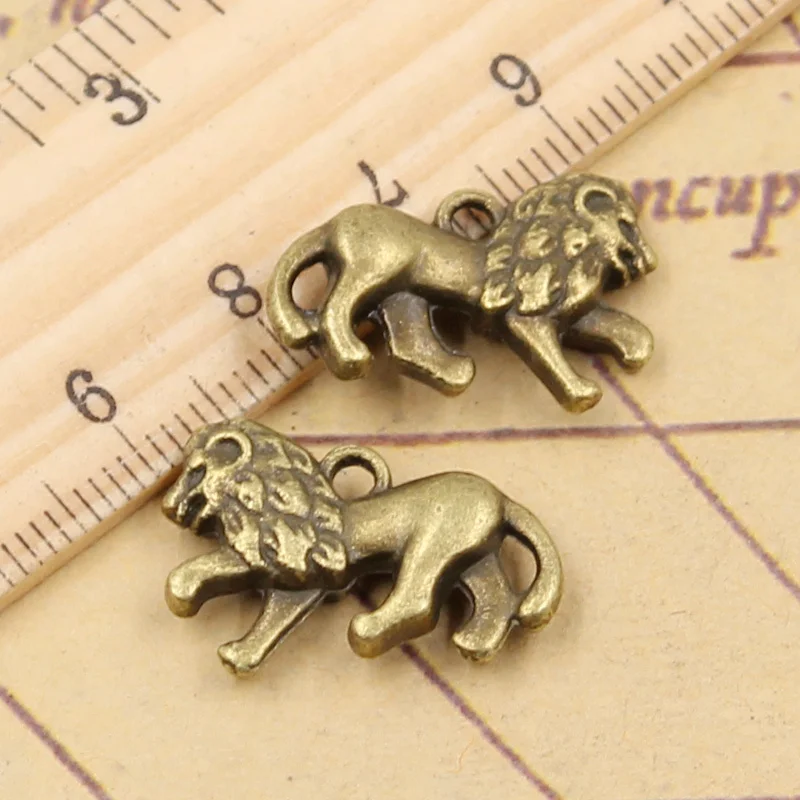 10pcs Charms 3D Animal Lion 15x22mm Tibetan Bronze Silver Color Pendants Antique Jewelry Making DIY Handmade Craft - купить по
