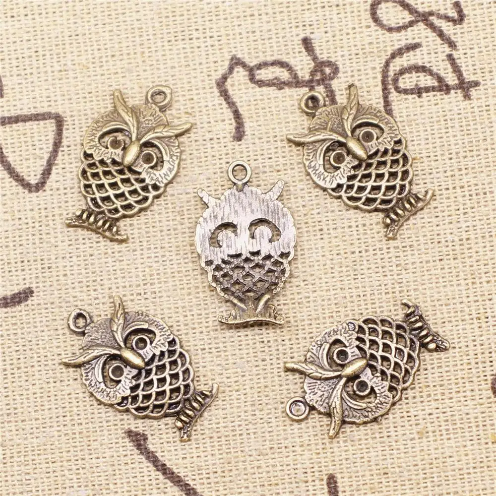 

Charms For Bracelet Making 10pcs 24x15mm Antique Bronze Color Owl Charms