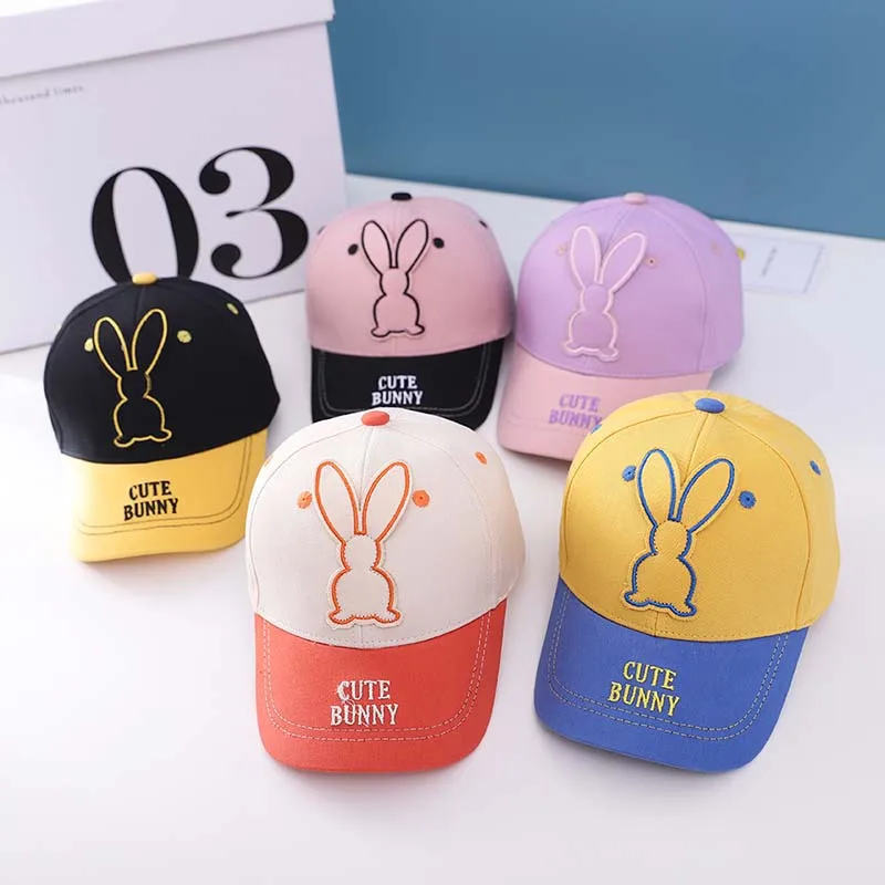 

Cute Bunny Baby Baseball Caps Letter Newborn Beanie Hat Soft Adjustable Hat For Childern Girls Boys Elastic Bonnet Spring Autumn