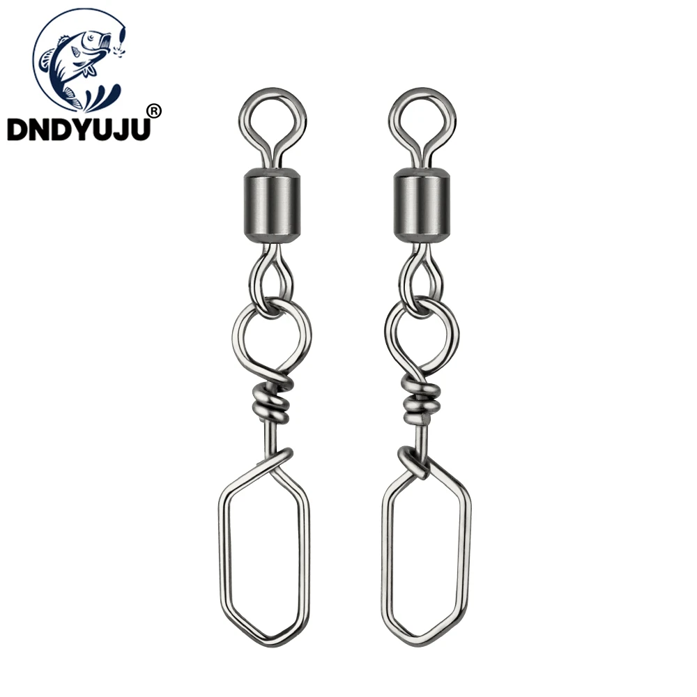 

DNDYUJU 50PCS Fishing Copper Rolling Swivel Stainless Steel Square Snap Fishing Accessories For Fish Lure SwivelsTackle