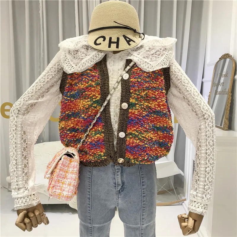 Вязаный жилет для женщин кардиган безрукавка укороченный без рукавов куртка