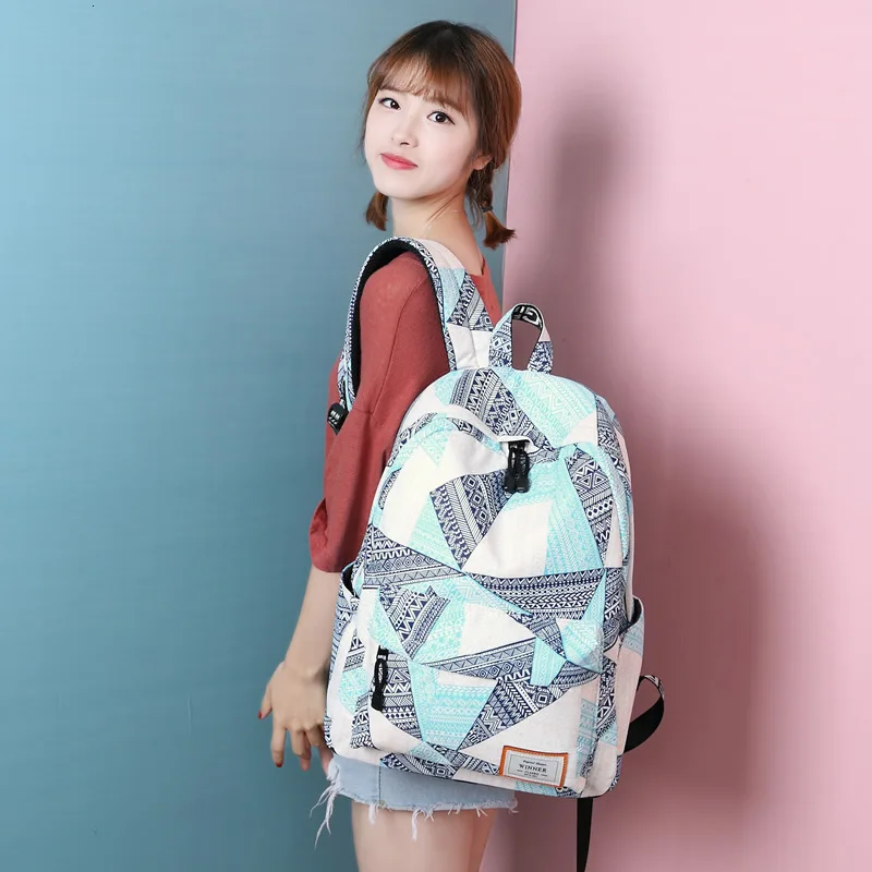 Школьный рюкзак для женщин 2019 женский девочек подростков вместительный холщовый