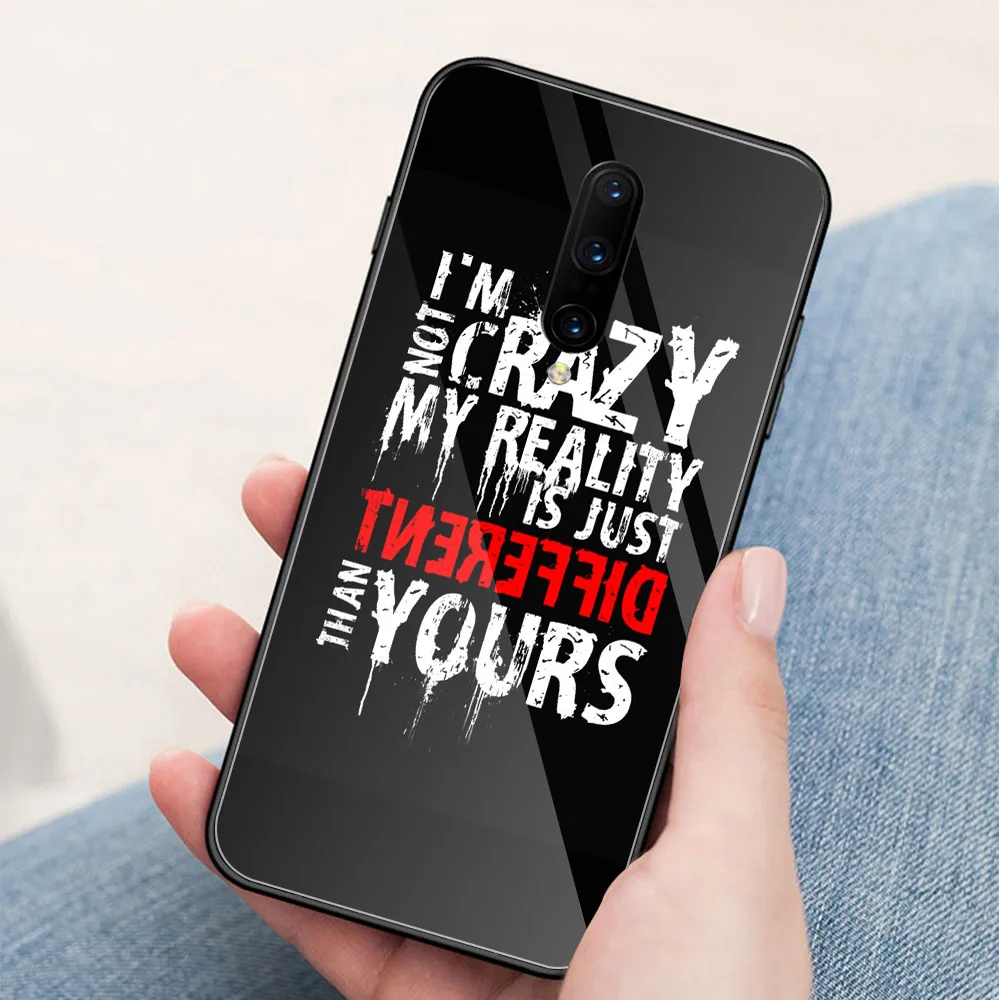Quotes Case for Oneplus 7 pro Glass back cover case 6t coque 1+ 5 6 | Мобильные телефоны и аксессуары