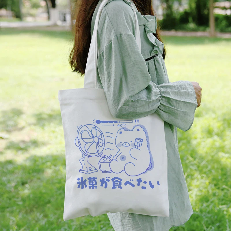 

Холщовая Аниме Сумка Y2K, японская кавайная Повседневная забавная Большая вместительная сумка-шоппер в стиле Харадзюку, женская сумка через ...