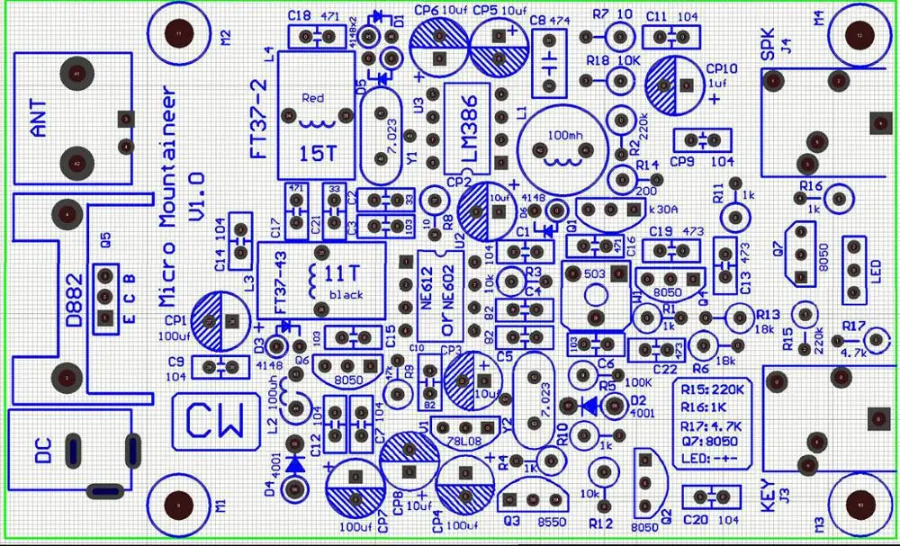 Набор для творчества компактный коротковолновый приемопередатчик CW7.023MHZ |