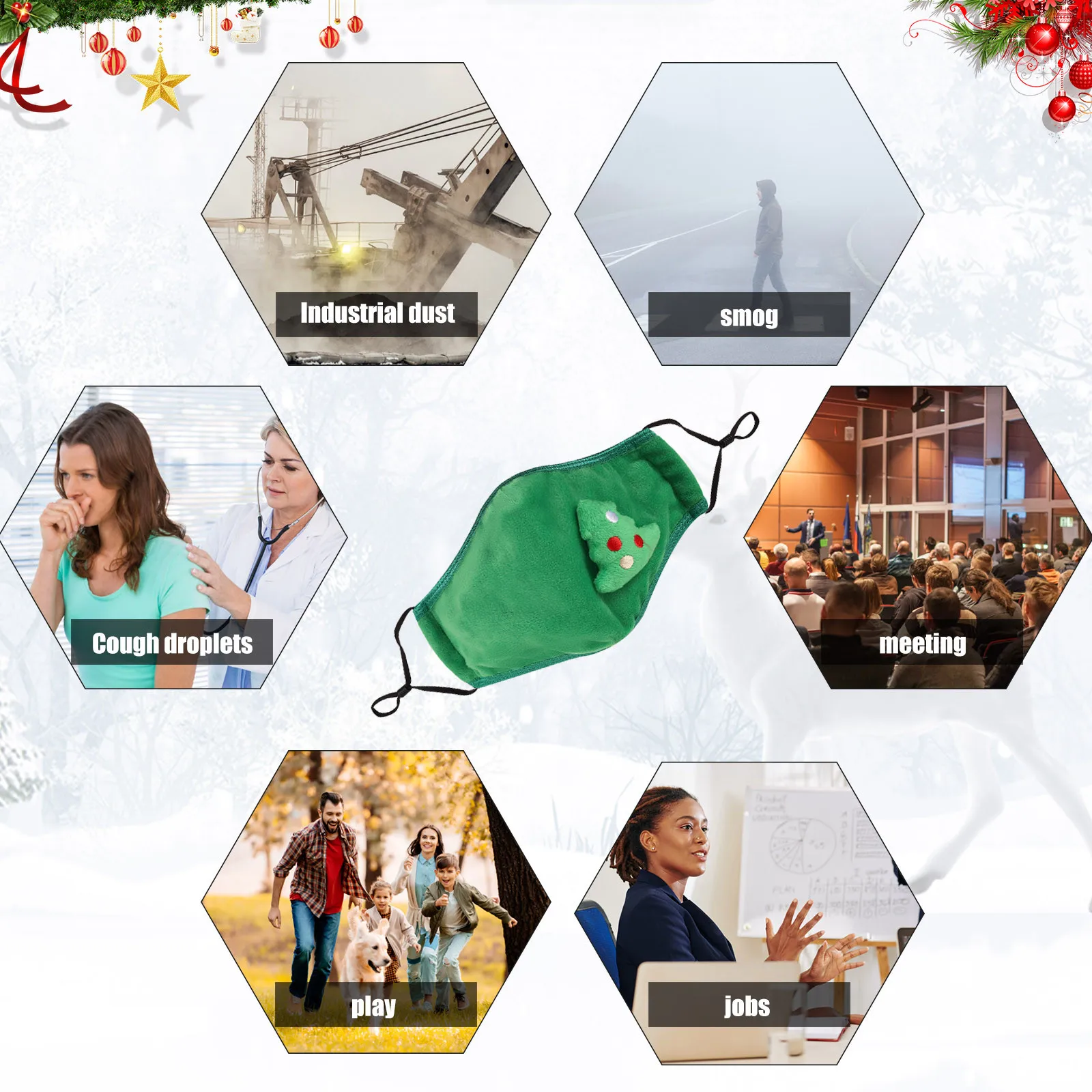 

Mascarillas Adults Christmas Mask Masque Cartoon Mascarilla Dress Up Santa Claus Elk Snowman Mask Headband Set Facial Maske