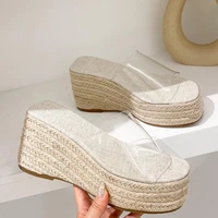 women slippers wedges ladies shoes sandals female women flip flops slippers for weave platform rubber slides summer footwear