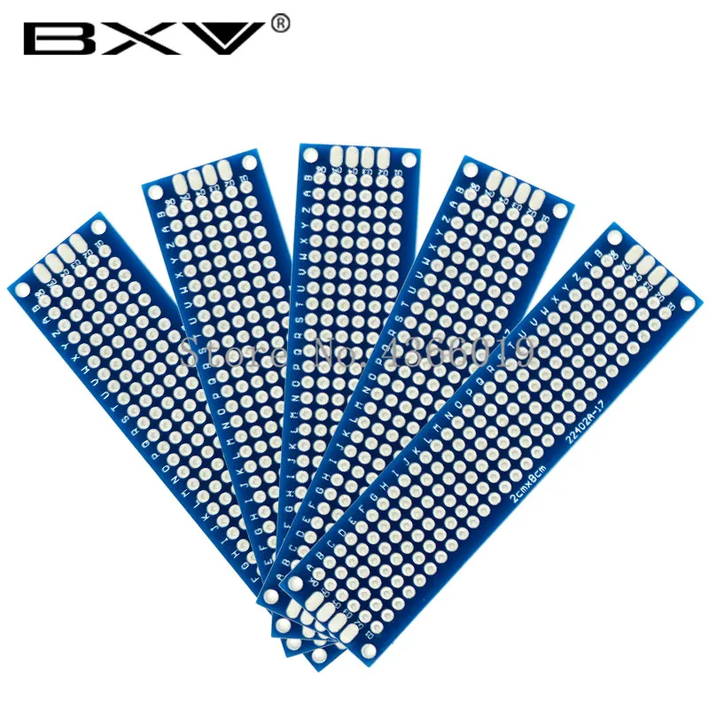 

2*8 2*8 см PCB 2x8 2x8 см PCB двусторонний Прототип PCB diy универсальная печатная плата Синяя
