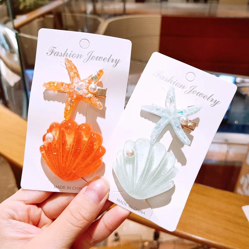 Стильная акриловая заколка для волос милая со звездами однотонная резиновая